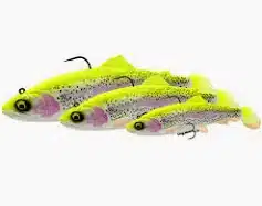 Les 3 tailles du Savage Gear 4D Trout Rattle Shad coloris Lemon Back